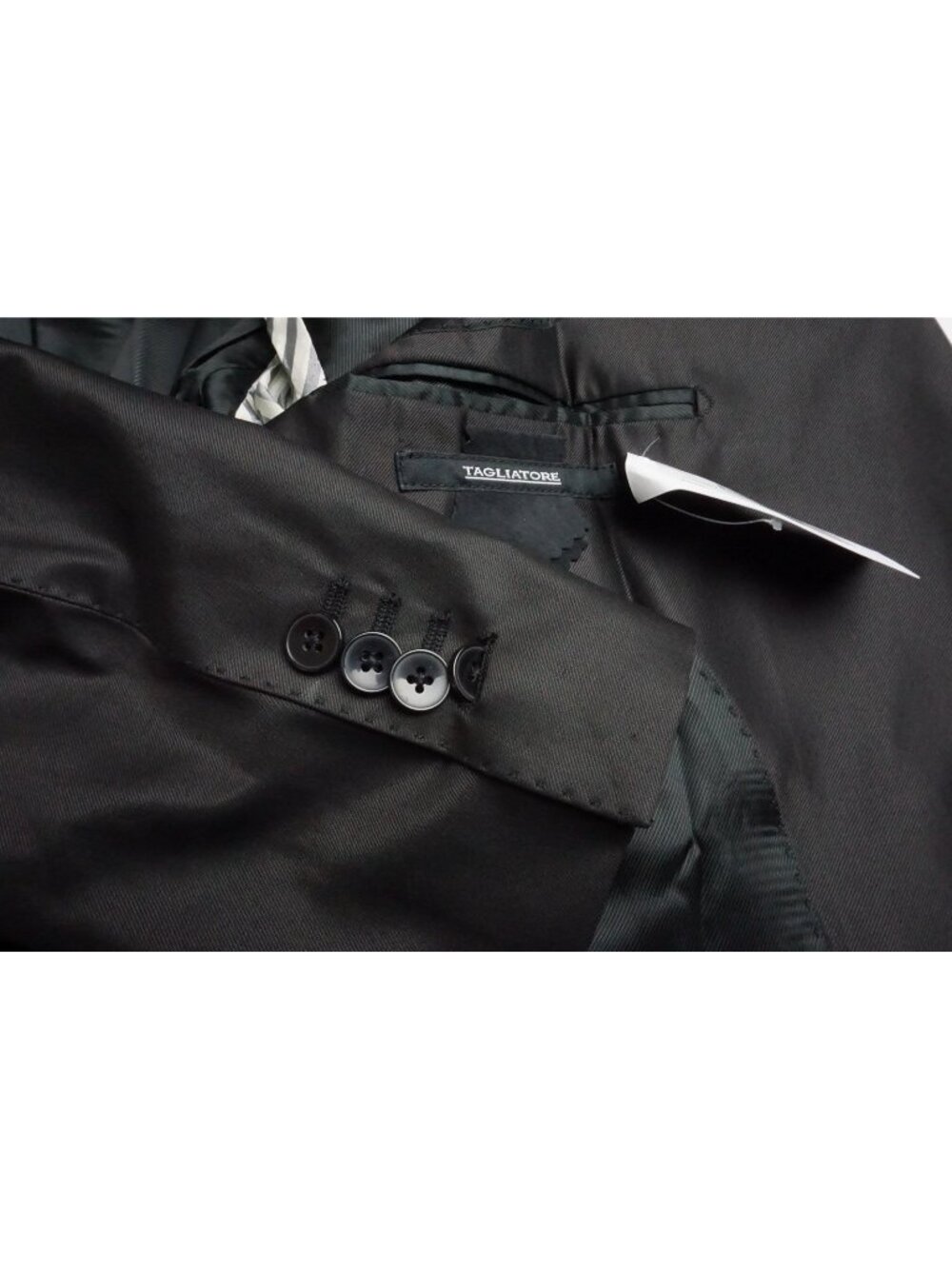 Tagliatore Solid Black Wool Blend 2 Pc Suit Jacket Pants Sz 40R US 50EU NEW